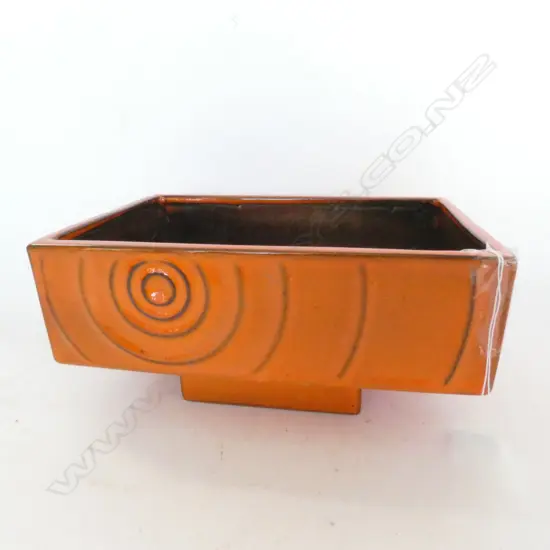WEST GERMAN POTTERY BURNT ORANGE JARDINIERE, W. 205 X 140MM