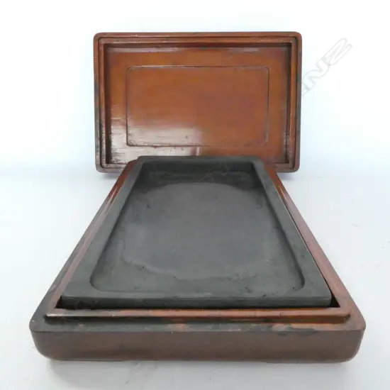 CHINESE INKSTONE IN WOODEN BOX