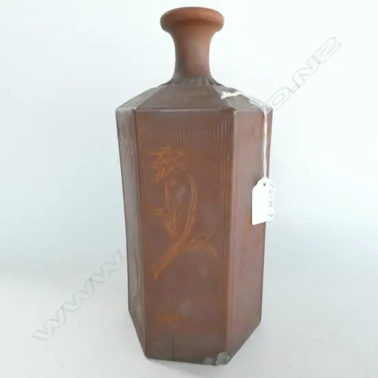 CHINESE HEXAGONAL BOTTLE VASE SOME CHIPS 1 crack