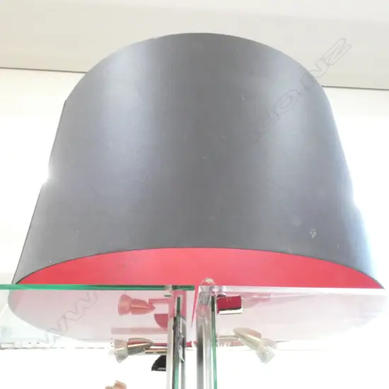 VERY LARGE BLACK LAMPSHADE RED INTERIOR 675MM DIA H. 455MM