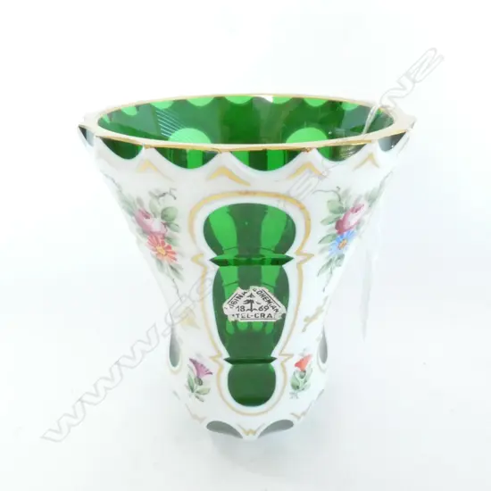 BOHEMIAN OVERLAY GLASS VASE H 120 MM
