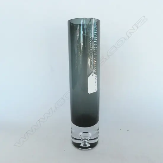 SMOKY BLUE ART GLASS VASE, C1960'S H.250MM