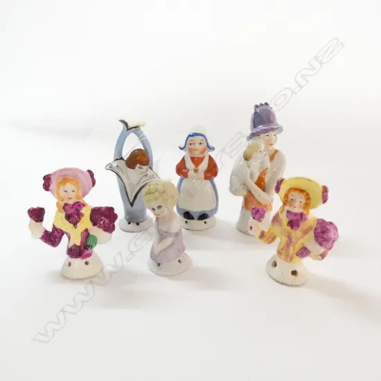 6 EARLY 20thC HALF HEAD DOLLS INCLUDES ART DECO LADY...