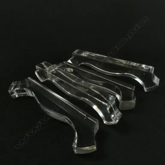 FOUR VAL ST. LAMBERT BELGIUM CRYSTAL KNIFE RESTS (Minor chipping)