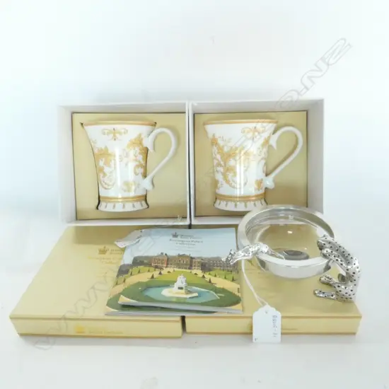 LEOPARD SUGAR BOWL + SPOON,  2 x PALACE TEA MUG