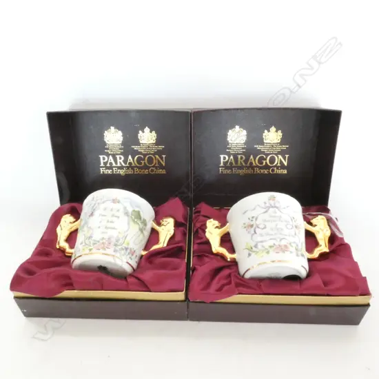 PAIR PARAGON ROYALTY CUPS, 1882 & 1984, BOXED 