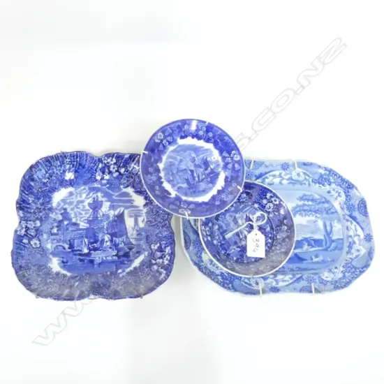 4 PCES EARLY B/W CHINA; SPODE, WEDGWOOD