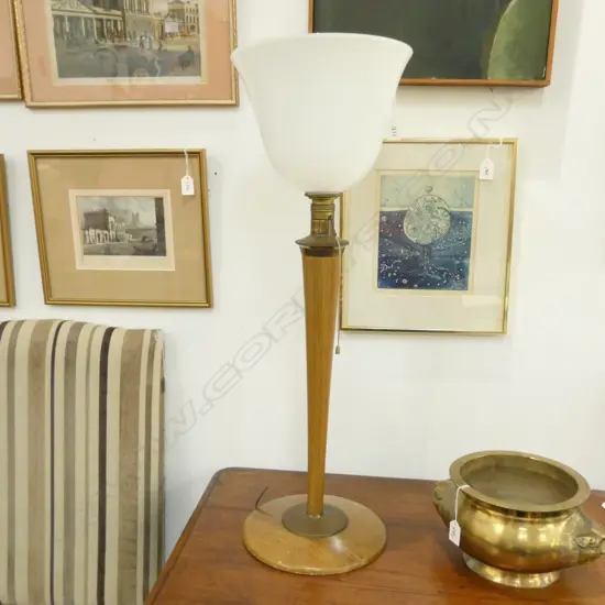 VINTAGE FRENCH DESK LAMP OPALINE SHADE H. 765MM