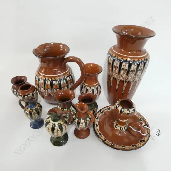 11 ASST. CERAMIC PCES; COMBED GLAZE