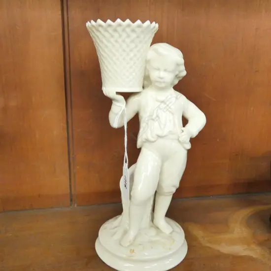 BELLEEK BOY WITH BASKET H. 210MM BLUE MARK