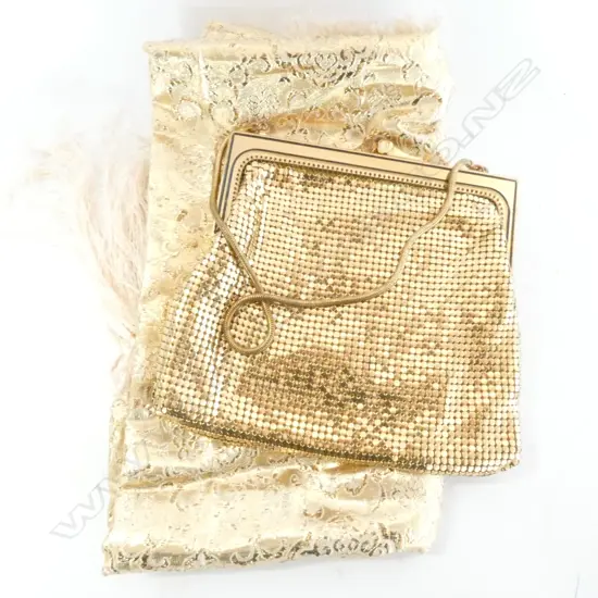 OROTON MESH BAG IN ORIGINAL BOX WITH GOLD LAME WRAP 