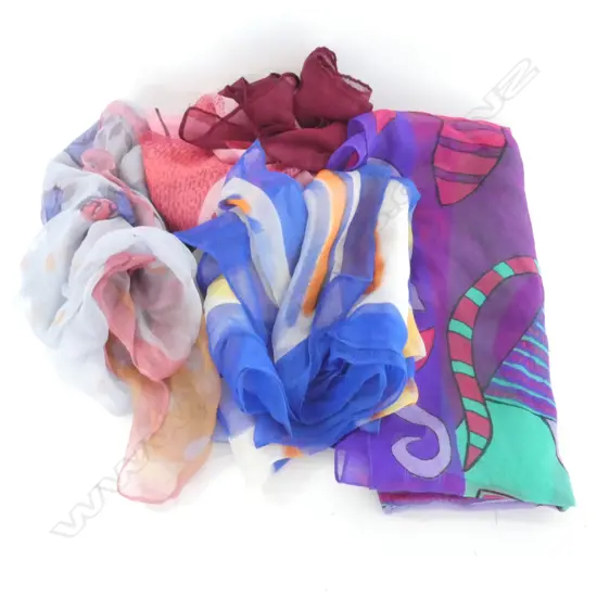 4 SILK SCARVES; SILHOUETTE ETC