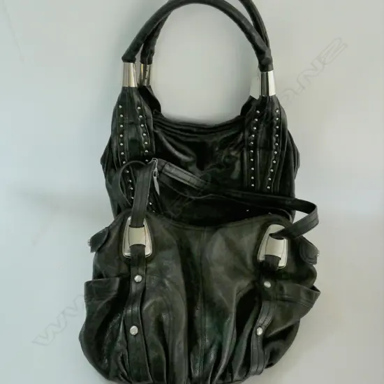 B. MAKOWSKY BLACK LEATHER BAG & I'M GORGEOUS BLACK BAG