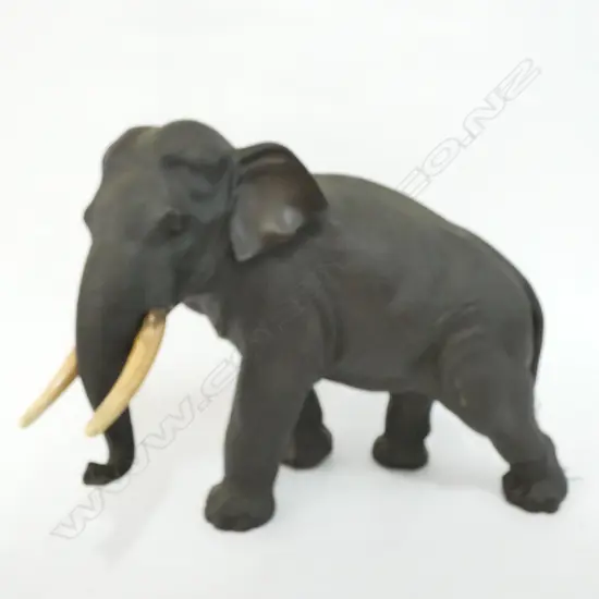 JAPANESE LATE MEIJI PERIOD BRONZE ELEPHANT (STAMPED) H. 220MM