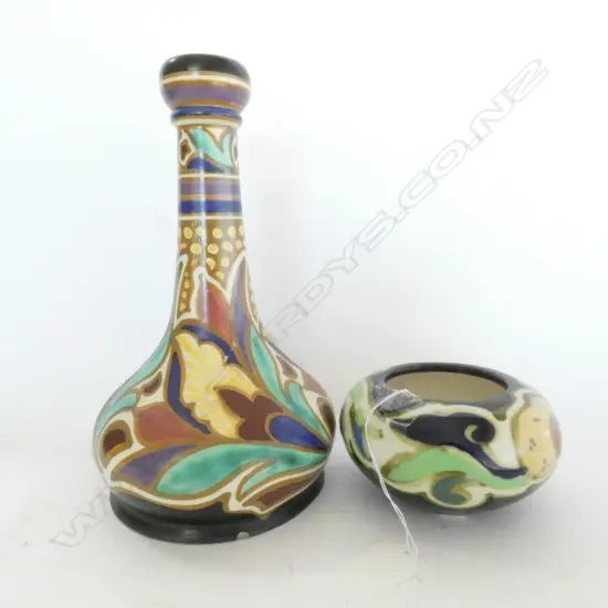 TWO PIECES OF GOUDA CHINA - BOWL & VASE (vase has chips to base)