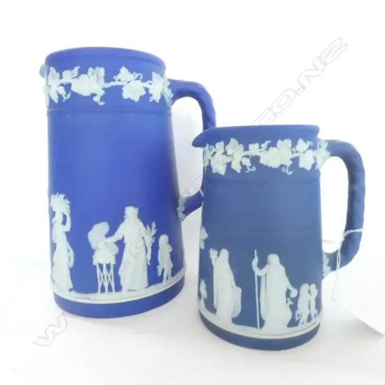 TWO WEDGWOOD JASPERWARE JUGS (faulted)