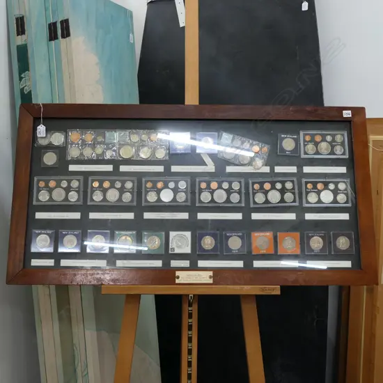 FRAMED NZ DECIMAL COIN COLLECTION 1030 X 525MM