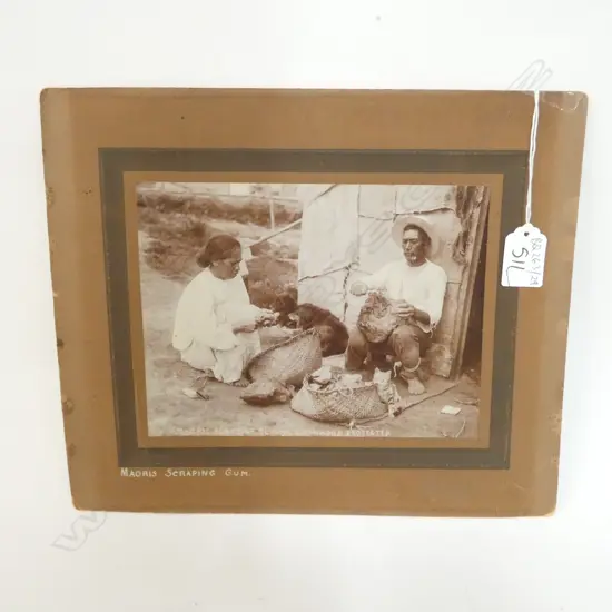 ORIG. PHOTOGRAPH 'MAORIS SCRAPING GUM' 150 X 200MM