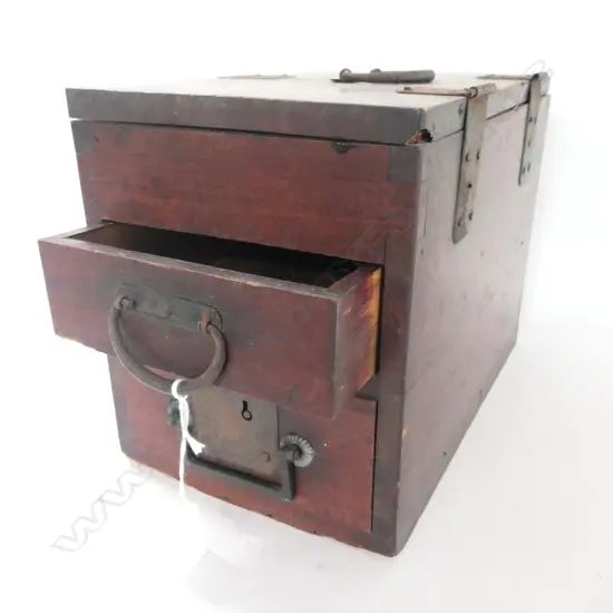 19THC JAPANESE SMALL TANSU LOCK BOX H.225mm