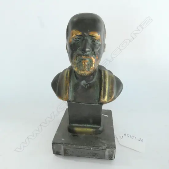 SMALL BRONZE BUST OF HIPPOCRATES