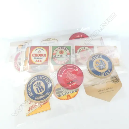 ASST COLLECTABLE BEER LABELS AND COASTERS