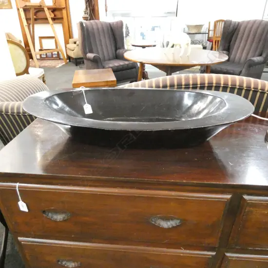 EBONISED WOODEN BOWL L. 655MM