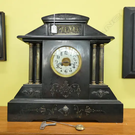 HEAVY BLACK MARBLE CLOCK H. 490MM