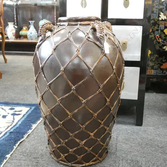 BROWN GLAZED POT H. 520MM