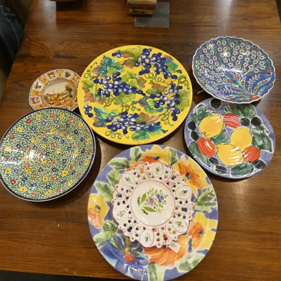 7 HAND PAINTED PLATES 
