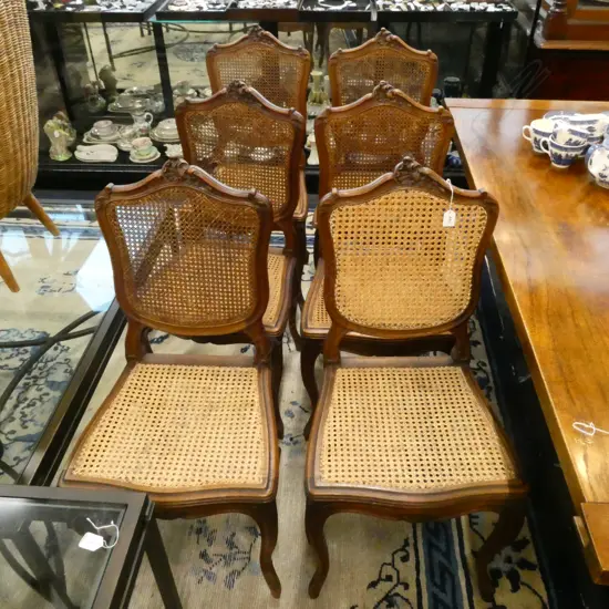 6 FRENCH CANE CHAIRS 
