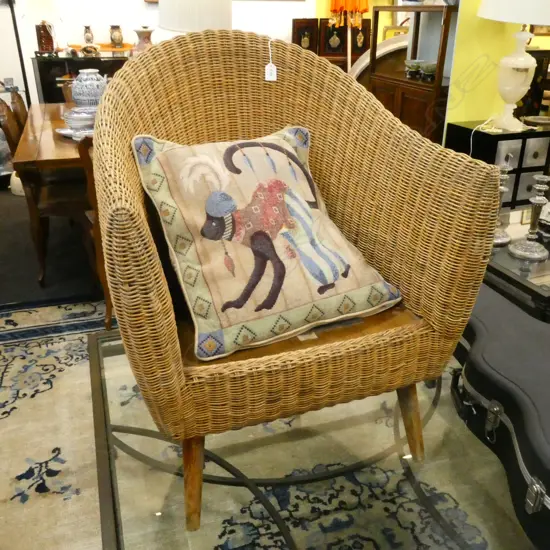 WICKER CLUB CHAIR & CUSHION