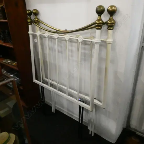 2 BRASS & IRON SINGLE BED ENDS