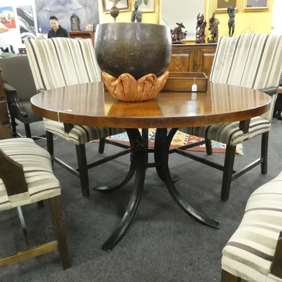 ROUND OAK TABLE WITH METAL BASE D 1200 MM