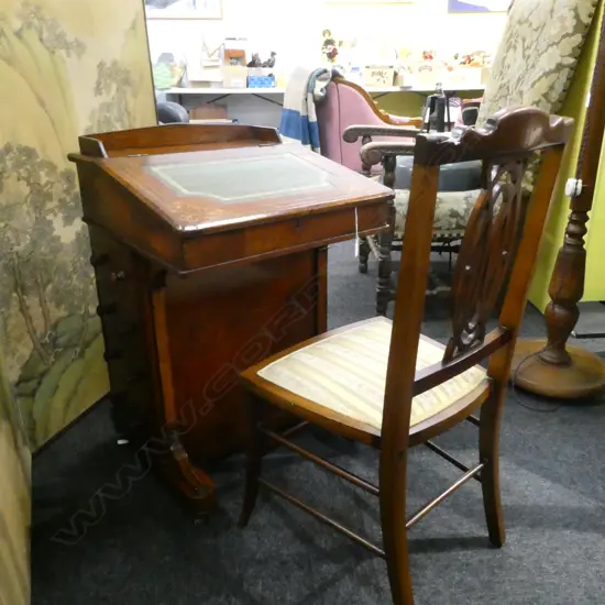 EDWARDIAN DAVENPORT WITH MATCHING CHAIR