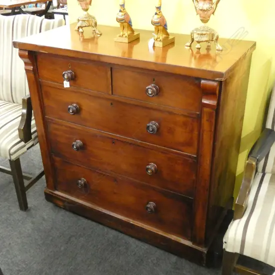 VICTORIAN CHEST OF DRAWERS MOP INLAY HANDLES