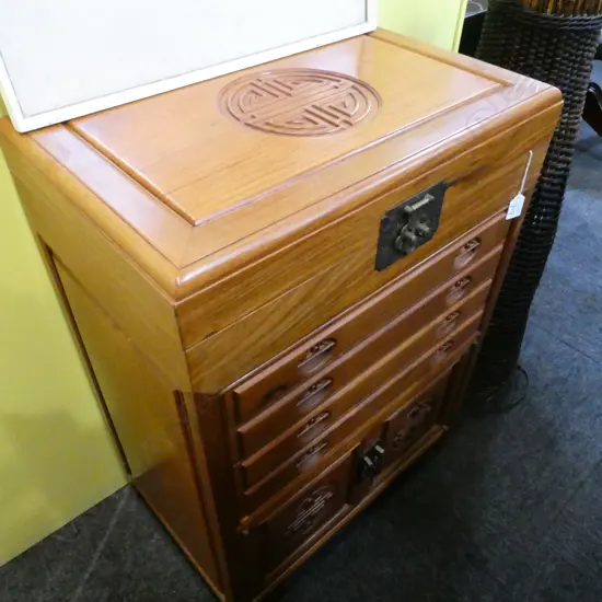 CHINESE ROSEWOOD CUTLERY CABINET H 790 MM