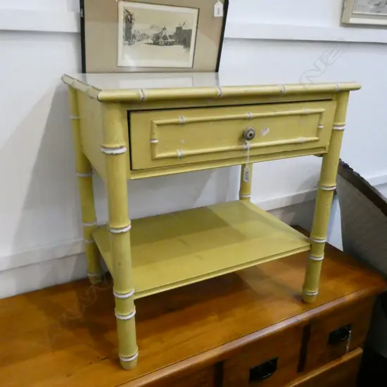 YELLOW PAINTED BAMBOO STYLE TABLE H. 610MM