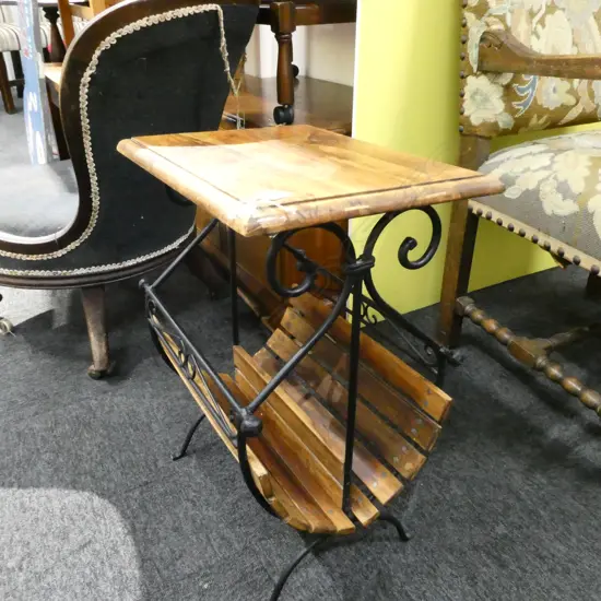 ACACIA WOOD MAGAZINE RACK SIDE TABLE H. 580MM