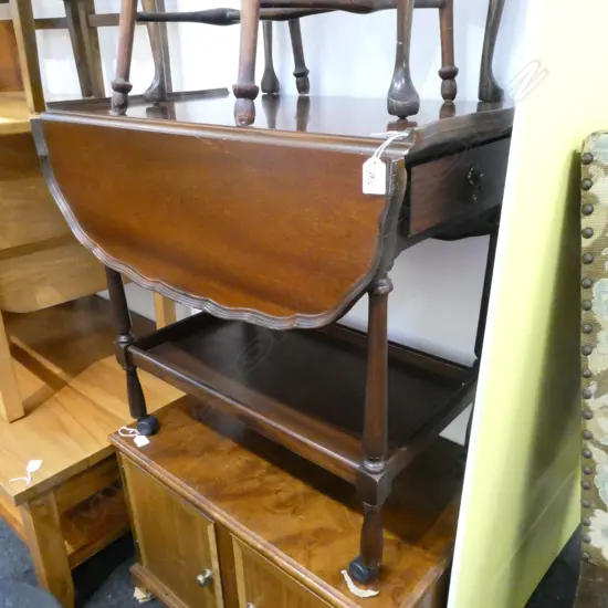 MAHOGANY DROPSIDE TEA TROLLEY L 780 MM