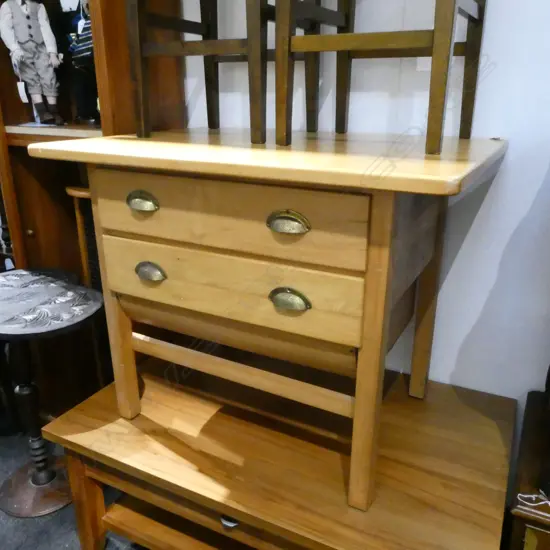 2 DRAWER WOODEN CUPBOARD W. 910MM