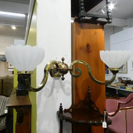 2 ARMED BRASS LIGHT FITTING W. 700MM