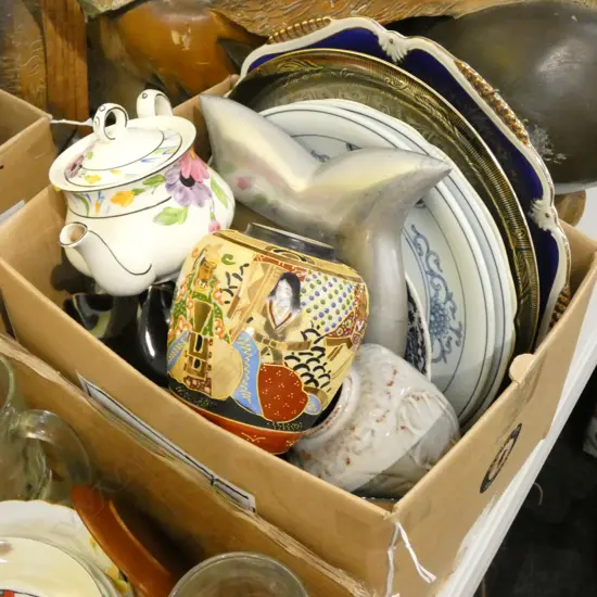 BOX LOT ASST. PLATES ETC