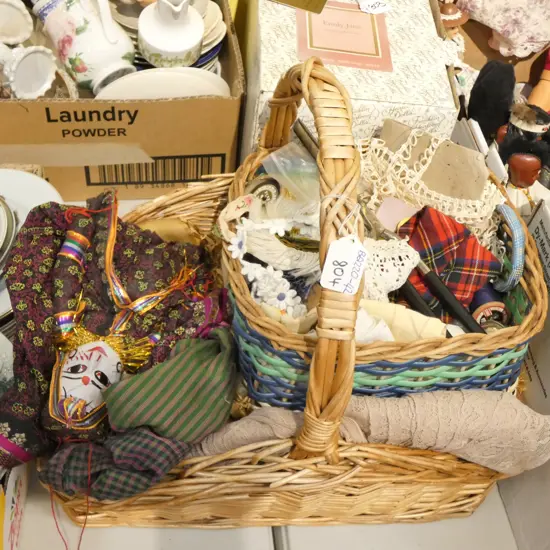 BASKET MATERIALS, LACE AND SEWING ITEMS 