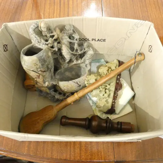 2 SOPSTONE CARVINGS ,OPIUM SCALES