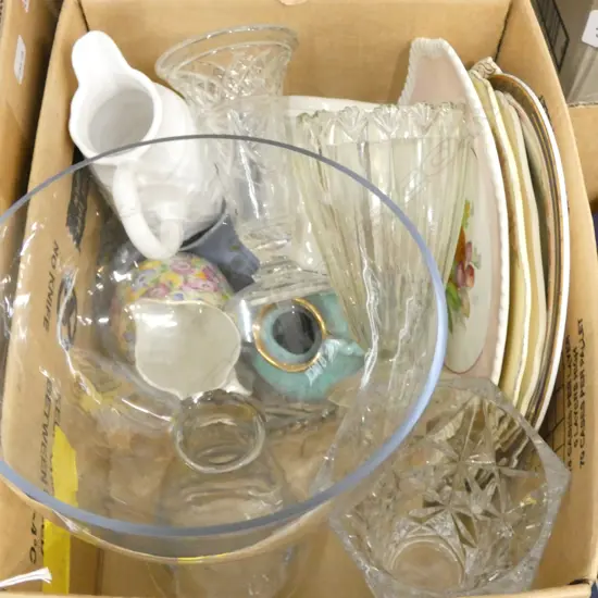 BOX LOT ASST. GLASS & CERAMICS