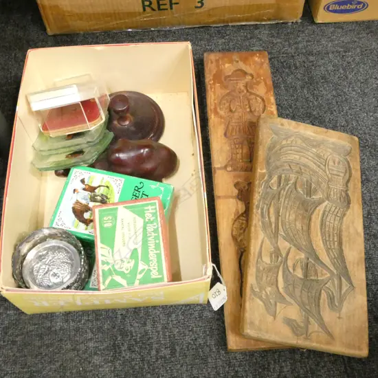 SMALL BOX WOODEN & COLLECTABLE ITEMS