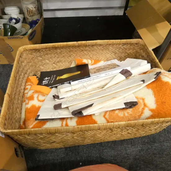 CARE BASKET A.F. & BLANKET. 2 CHINESE ANTIQUE CATALOGUES ETC