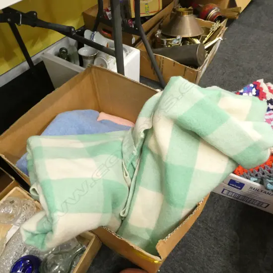 BOX LOT WOOLEN BLANKETS 