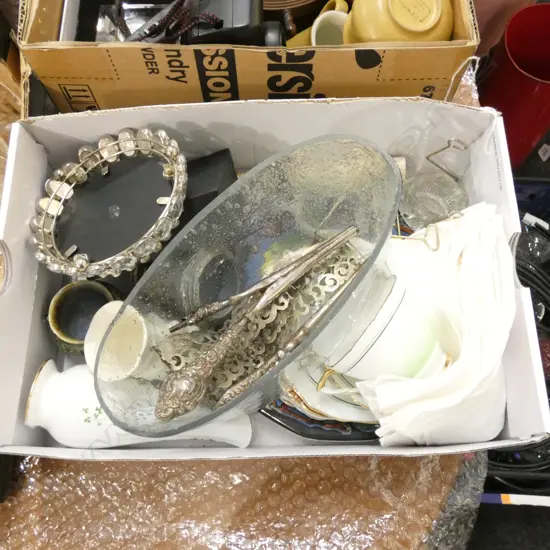 BOX LOT ASST CHINA, BONE DAGGER ETC