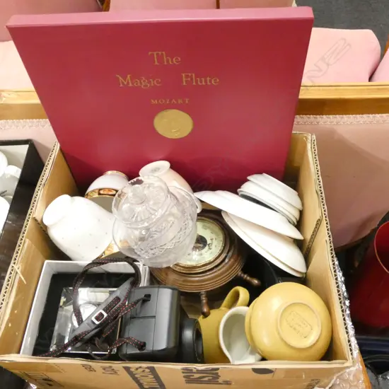 BOX LOT CAMERA, CHINA, CLOCK ETC